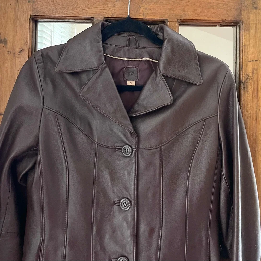 Wilsons Leather Brown Three Button Classic Collar Leather Jacket Size US S - Picture 4 of 16